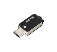 Hama Clé USB USB 3.1 Type-C/USB 3.0 "C-Turn" 128 GB (pour ordinateur portable, téléphone mobile, tablette, enregistrements TV, OTG, 100 Mo/s, boîtier métallique robuste) Noir/Argent