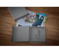 Clé USB Cristal avec Boîte Thème de Mariage - Design élégant avec gravure de mariage Design de mariage idéal comme cadeau de mariage ou pour prendre des photos souvenirs - USB 3.0 (Boîte Gris 1, 8GB)