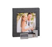 Clé USB Cristal avec Boîte Thème de Mariage - Design élégant avec gravure de mariage Design de mariage idéal comme cadeau de mariage ou pour prendre des photos souvenirs - USB 3.0 (Box Gris 2, 8GB)