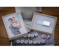 Clé USB Cristal avec Boîte Thème de Mariage - Design élégant avec gravure de mariage Design de mariage idéal comme cadeau de mariage ou pour prendre des photos souvenirs - USB 3.0 (Box crème, 8GB)