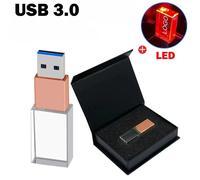 Clé USB Crystal 3.0 haute vitesse 128 Go clé USB 64 Go avec boîte noire clé mémoire 32 Go 16 Go 4 Go cadeaux de mariage créatifs Logo 64 Go rose gold -black box