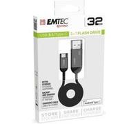 EMTEC, GEN/1 T750 C, Clé USB 30 OTG Dual USB-A/Type-C 32Go, transfert rapide jusqu'à 70MB/s, compatible smartphones et tablettes, fonction de charge, métal, 32Go, argenté