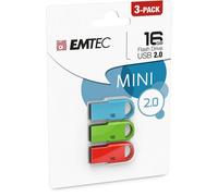 Clé USB EMTEC D250 Mini - 16 Go - USB 2.0 - bleu, rouge, vert (pack de 3)