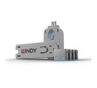 Lindy 40452 bloqueur de port Bloqueur de port + clé USB Type-A Bleu Acrylonitrile-Butadiène-Styrène (ABS) 5 pièce(s)