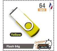 Clé USB - Flashi - 64 Go - USB 2.0 - Jaune - Mémoire Flash