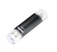 Clé USB Hama Laeta Twin USB 3.2/2.0 256 Go 40 Mo/s Noir Aluminium 8,5 mm