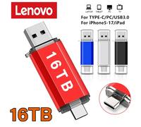 Clé USB Lenovo 16 To 2 en 1 OTG 3.0 Type C 8 To 2 To pour iPhone Samsung Huawei Xiaomi Android Ordinateur portable Red 8TB