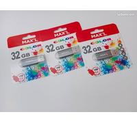 Clé USB - MAX'L - 32 Go - USB 2.0 - Pack de 3 - Couleurs variées