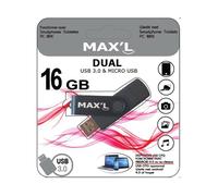 Clé USB - MAX'L - Duals 16GB - USB 3.0 - micro USB - Vitesse 92 Mb/s
