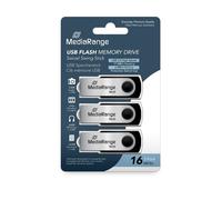 Clé USB - MediaRange - MR910-3 - Pack 3 x 16 Go - USB 2.0 - Noir Argent