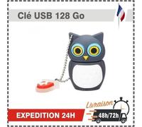 Clé USB - Multi Owl - 128 Go - USB 2.0 - Compatible PC/MAC - Couleur Grise