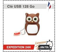 Clé USB - Multi Owl - 128 Go - USB 2.0 - Compatible PC/MAC - Marron