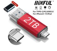 Clé USB OTG 2 to USB 3.0 Type C pour iPhone ipad 1 to 512GB 256G clé USB Samsung Huawei Xiaomi Android clé mémoire pour ordinateur portable Rouge