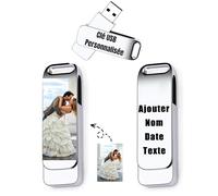 Clé USB Personnalisée - Cle USB avec Gravez Vos Textes - Transfert De Ficher Rapide - USB 2.0 Drive Clef USB, 32Go/64Go/128Go (C-64Go)