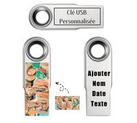 Clé USB Personnalisée - Cle USB avec Gravez Vos Textes - Transfert De Ficher Rapide - USB 2.0 Drive Clef USB, 32Go/64Go/128Go (B-128Go)