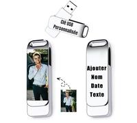 Clé USB Personnalisée - Cle USB avec Gravez Vos Textes - Transfert De Ficher Rapide - USB 2.0 Drive Clef USB, 32Go/64Go/128Go (C-32Go)