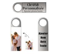 Clé USB Personnalisée - Cle USB avec Gravez Vos Textes - Transfert De Ficher Rapide - USB 2.0 Drive Clef USB, 32Go/64Go/128Go (A-128Go)