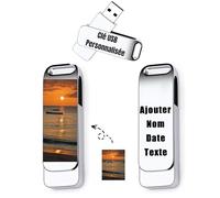 Clé USB Personnalisée - Cle USB avec Gravez Vos Textes - Transfert De Ficher Rapide - USB 2.0 Drive Clef USB, 32Go/64Go/128Go (C-128Go)