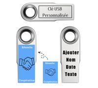 Clé USB Personnalisée - Cle USB avec Gravez Vos Textes - Transfert De Ficher Rapide - USB 2.0 Drive Clef USB, 32Go/64Go/128Go (B-64Go)