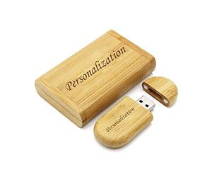 Clé USB personnalisée et coffret cadeau en bois avec boîte en bois avec texte au choix, lecteur flash, idée cadeau (Bambus 16 Go)