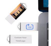 Clé USB Personnalisée Mini Clé USB 2.0, Clef USB 32GO /64GO / 128GO, Gravure de Textes/Logo, Impression de Photos, Grande Capacité, Lecture Rapide et Forte Compatibilité (#A10)