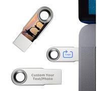 Clé USB Personnalisée Mini Clé USB 2.0, Clef USB 32GO /64GO / 128GO, Gravure de Textes/Logo, Impression de Photos, Grande Capacité, Lecture Rapide et Forte Compatibilité (#A02)