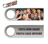 Clé USB Personnalisée - Texte Nom Gravé & Photo Logo Imprimé, Cle USB 32Go / 64Go / 128Go, Mini Clé USB 2.0, Lecture Rapide et Forte Compatibilité, 9 Styles au Choix (Style 1, 32.0, GB)