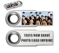 Clé USB Personnalisée - Texte Nom Gravé & Photo Logo Imprimé, Cle USB 32Go / 64Go / 128Go, Mini Clé USB 2.0, Lecture Rapide et Forte Compatibilité, 9 Styles au Choix (Style 2, 128.0, GB)