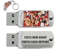 Clé USB Personnalisée - Texte Nom Gravé & Photo Logo Imprimé, Cle USB 32Go / 64Go / 128Go, Mini Clé USB 2.0, Lecture Rapide et Forte Compatibilité, 9 Styles au Choix (Style 4, 128.0, GB)