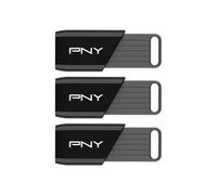 PNY Clé USB Attaché X 128 Go USB 3.2 Gen 1 Lecture 130 Mo/s Pack de 3 Noir capuchon coulissant