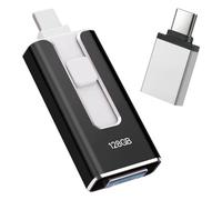 Cle USB pour iphone 128 Go, [MFi certifiée] Clé USB 4 en 1 pour iPhone Android PC, USB 3.0, Transfert Ultra Rapide 【sans APP】 Stockage pour iPhone, Noir