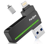Clé USB pour iPhone 256Go,[MFi Certified] Pacljen 3 en 1 Cle USB 3.0 pour Lightning et USB C Mémoire Externe pour Sauvegarde Rapide Clef USB Compatible avec iPhone/iPad/Android/Mac/PC (256GO,Noir)