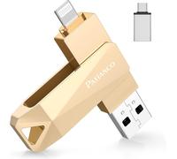 Cle Usb Pour Iphone,Apple Mfi Certifié Cle Usb Stockage 256Go Usb 3.0 Transfert Grande Vitesse Clé Usb Photostick Pour Lightning,Ipad,Type C-Iphone,Smartphone,Pc(256Go,Or)[X1862]