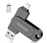 Cle USB pour iPhone, Vefsna Clé USB C 256 Go Apple Certifié Lightning Clef USB 3.0 Photo Stick Stockage Externe pour iPad Mac iOS OTG Android Mobile PC avec MFI Lightning, USB 3.0, Type C 3 in 1