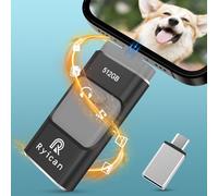 Clé USB pour Phone,Ryican 512Go Clef USB Sauvegarde en Clic USB 3.0 Photostick Externe Mémoire 4 in 1 Pendrive pour iOS/Android/PC/Smartphone/Tablette/PC/Mac,avec Fonction Protection par Passe(Noir)