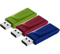 Clé USB Slider Multipack 16Go I USB 2.0 I 3 clés USB I pour Laptop Ordinateur Portable ultrabook TV autoradio I Stick USB 2.0 I Clé USB avec Un système de Poussoir I Rouge Bleu Vert.[G952]