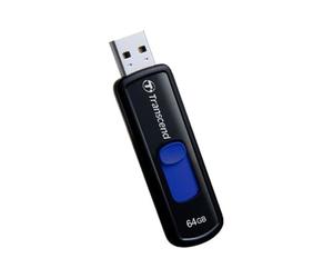 Clé USB Transcend JetFlash 760 64Go USB 3.2 Gen 1 Type-A Coulissante Noire/Bleue, compatible Windows/macOS/Linux, dimensions 69.6x20.9x8.9mm, 12g
