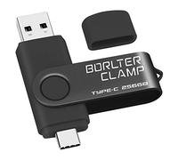 Clé USB Type-C de 256 Go, BorlterClamp Clé USB C 3.0 à double port pour smartphones Android Samsung Galaxy S10/S9/S8/Note 9, LG, Huawei, tablettes et ordinateurs (Noir)