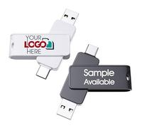 Clé USB Type-C Personnalisée, 2 en 1 Double Mémoire, Impression de Logo Personnalisé, Clé Pivotante OTG à Cliquet, Vente au Détail et en Gros