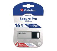 Verbatim Clé USB Store 'n' Go Secure Pro 16 Go USB 3.2 Gen 1 Cryptage & mot de passe Argent