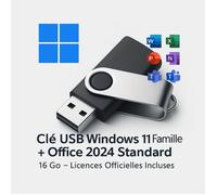 Clé USB Windows 11 Famille + Office 2024 Standard - 16 Go - Licences Officielles Incluses