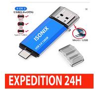 Clé USB - ZISONIX - 128 Go - Type C - OTG - USB 3.0 - BLEUE