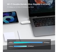 clé wifi 6 bi-bande AX1800, Tenda U18, Dongle WiFi USB 3.0, 1800Mbps pour PC-Desktop-Laptop, Compatible avec Windows 11-10