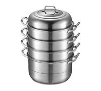 CLEADONG Cuiseur vapeur, en acier inoxydable, 5 étages, pour la cuisson, diamètre : 32 cm, petit pot à vapeur, avec casserole, grille de cuisson, disques et couvercle