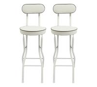 CLEADONG Lot de 2 tabourets de bar pliants avec dossier, chaises de bar, tabourets pliables, capacité de charge de 125 kg, hauteur de 65 cm, pour cuisine, bistrot (blanc)
