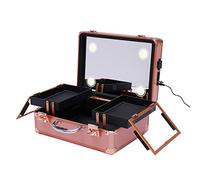 CLEADONG Mallette de maquillage, de maquillage, avec clés et miroir, pour coiffeurs et maquilleurs, Rose, 1 pièce