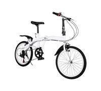 CLEADONG Vélo de camping pliable de 20 ", 6 vitesses, pour adultes, vélo de camping avec accoudoirs et hauteur d'assise réglables, vélo pour adultes, charge maximale de 90 kg, blanc