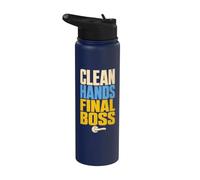 Clean Hands Final Boss Hygiene Humor Stainless Steel Insulated Water Bottle