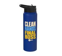 Clean Hands Final Boss Hygiene Humor Stainless Steel Insulated Water Bottle