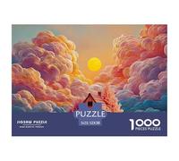 Clean Lines Pink House Illustration 1000 Pcs Carton Extra-épais Lot de Puzzles Bold Color Urban Anti-Stress Jeu Créatif Puzzles pour Adultes Et Enfants 52x38cm/1000pcs